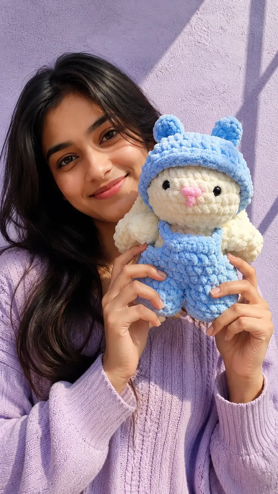 Handmade Crochet Bunny Amigurumi Plush Toy - Blue