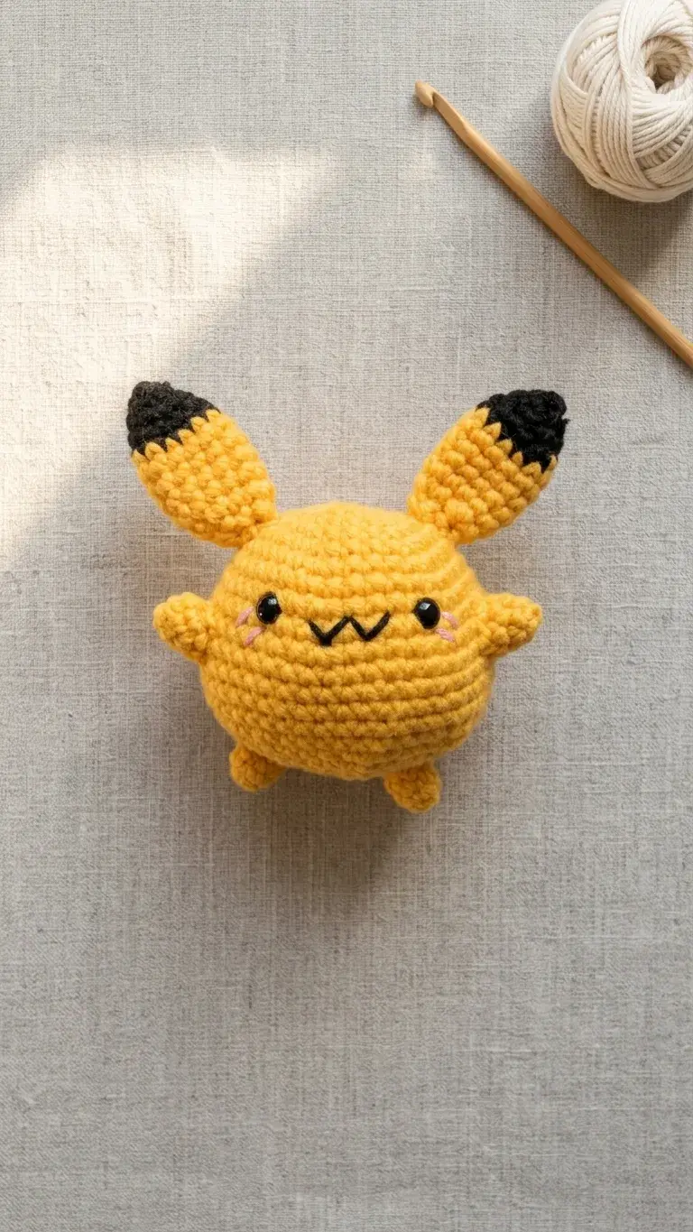 Pikachu Amigurumi Crochet Plush Toy front view