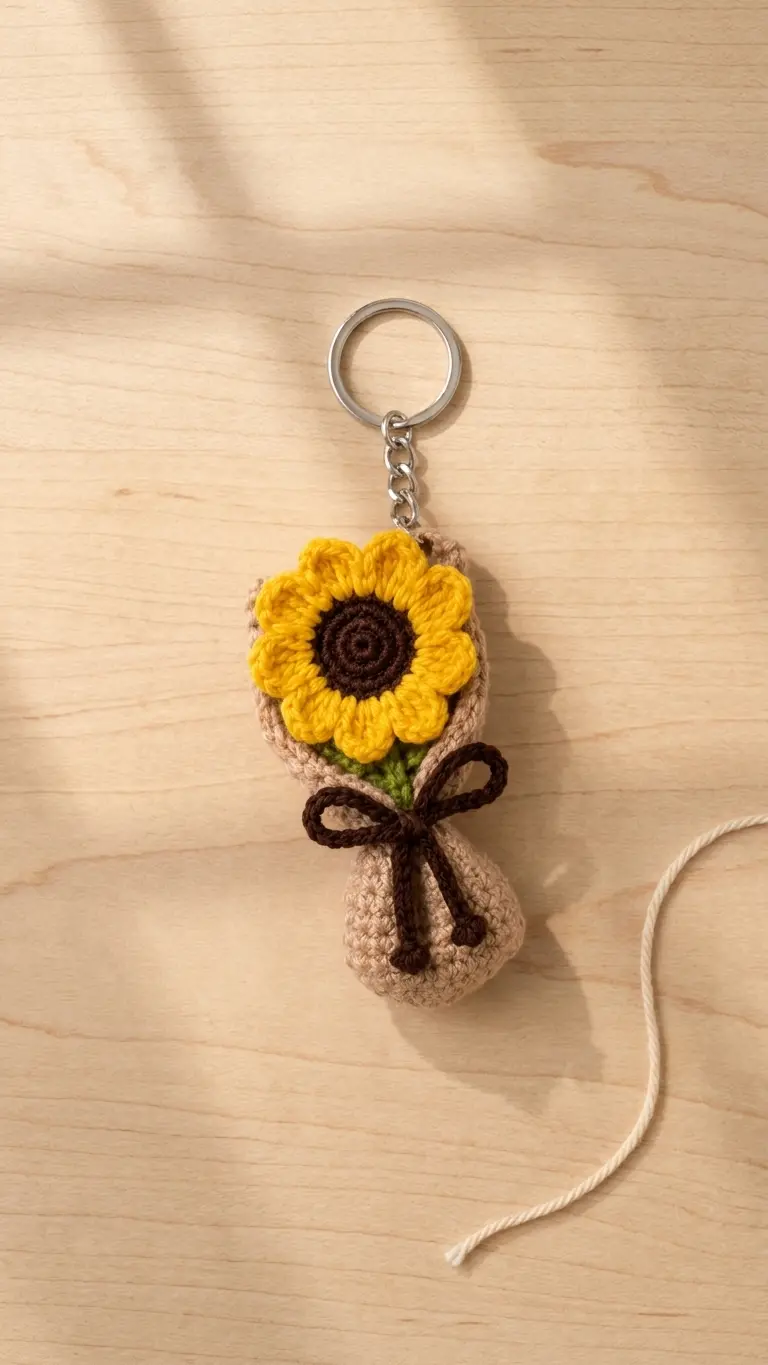 Handmade Sunflower Crochet Bouquet Gift front view