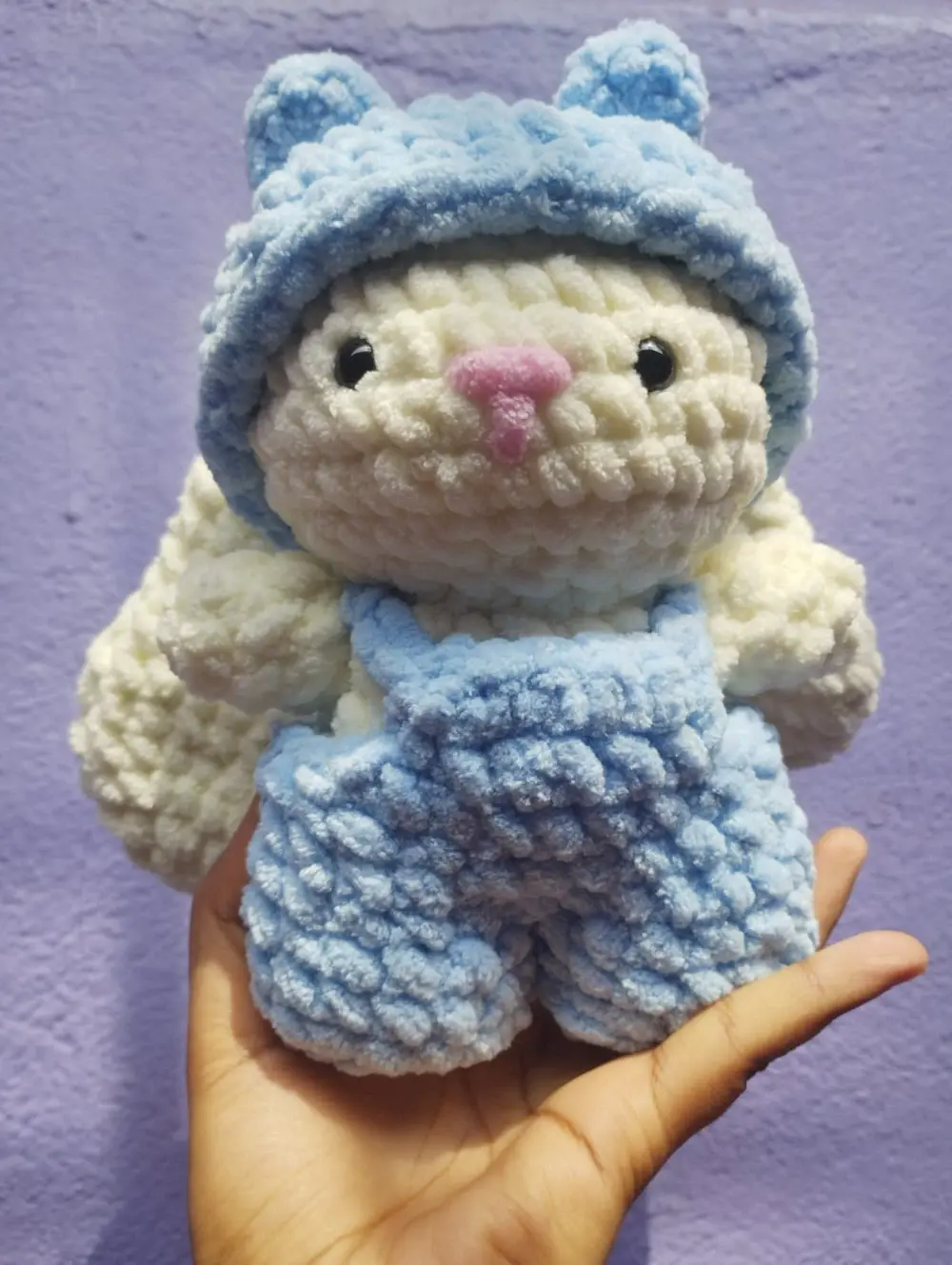 Handmade Crochet Bunny Amigurumi Plush Toy - Blue