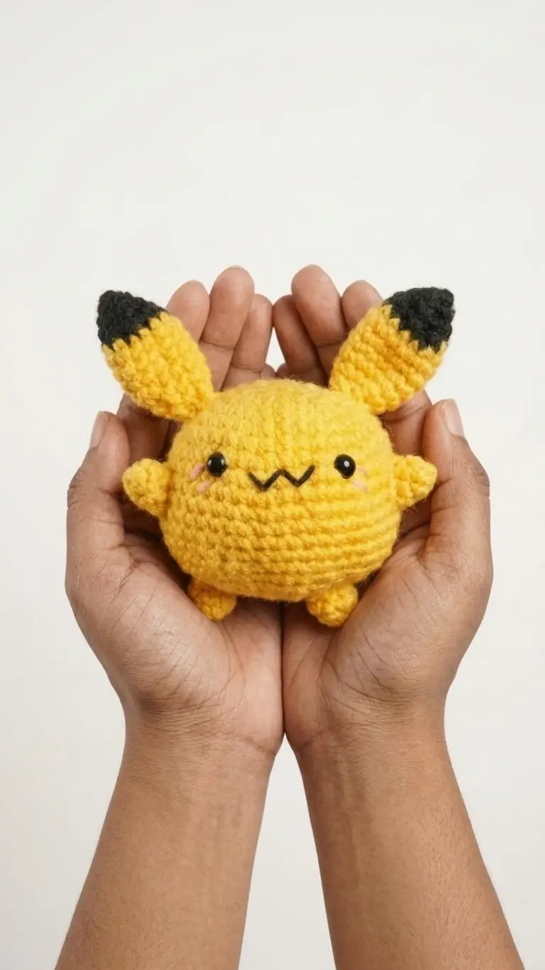 Pikachu Amigurumi Crochet Plush Toy side profile