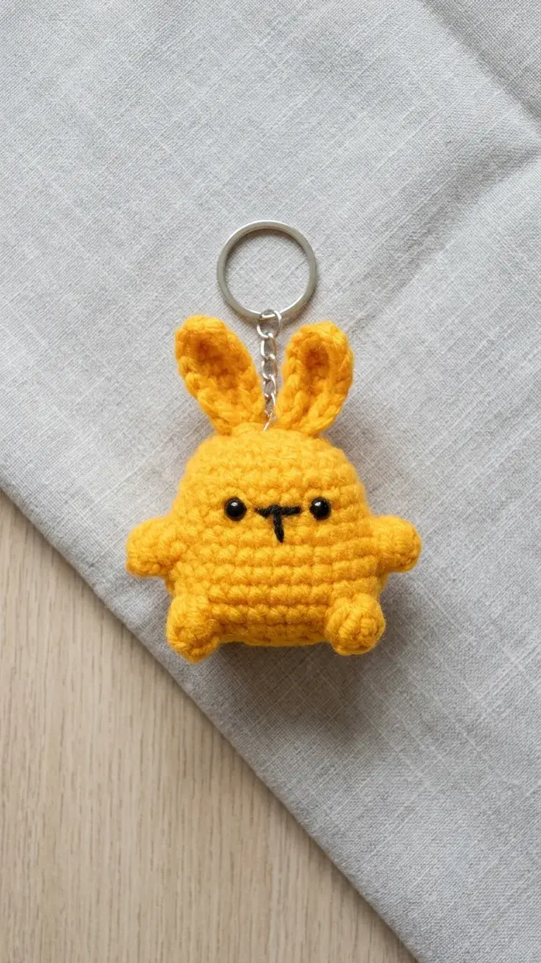 Crochet Bunny Keychain – Yellow Rabbit