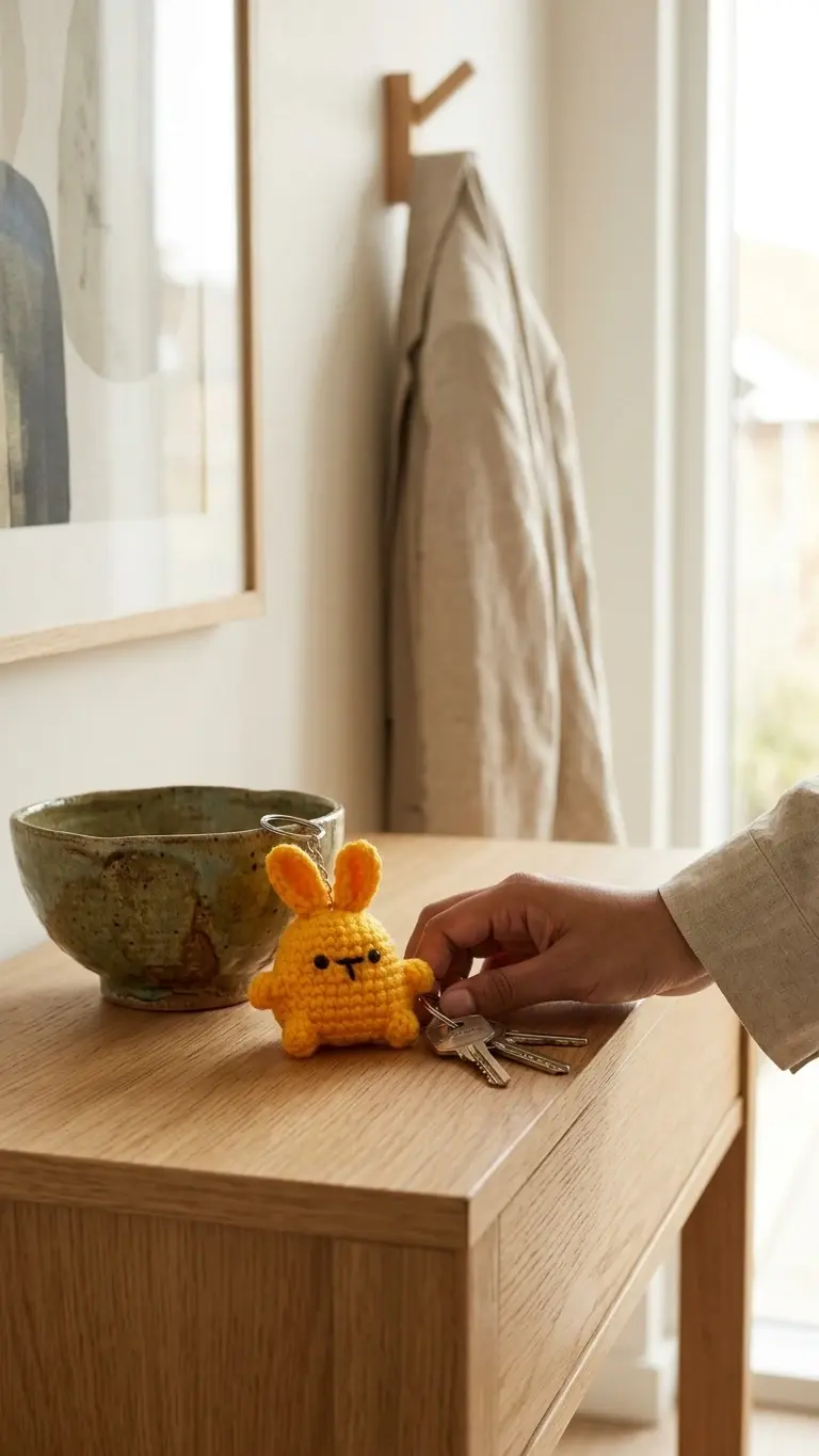 Crochet Bunny Keychain – Yellow Rabbit