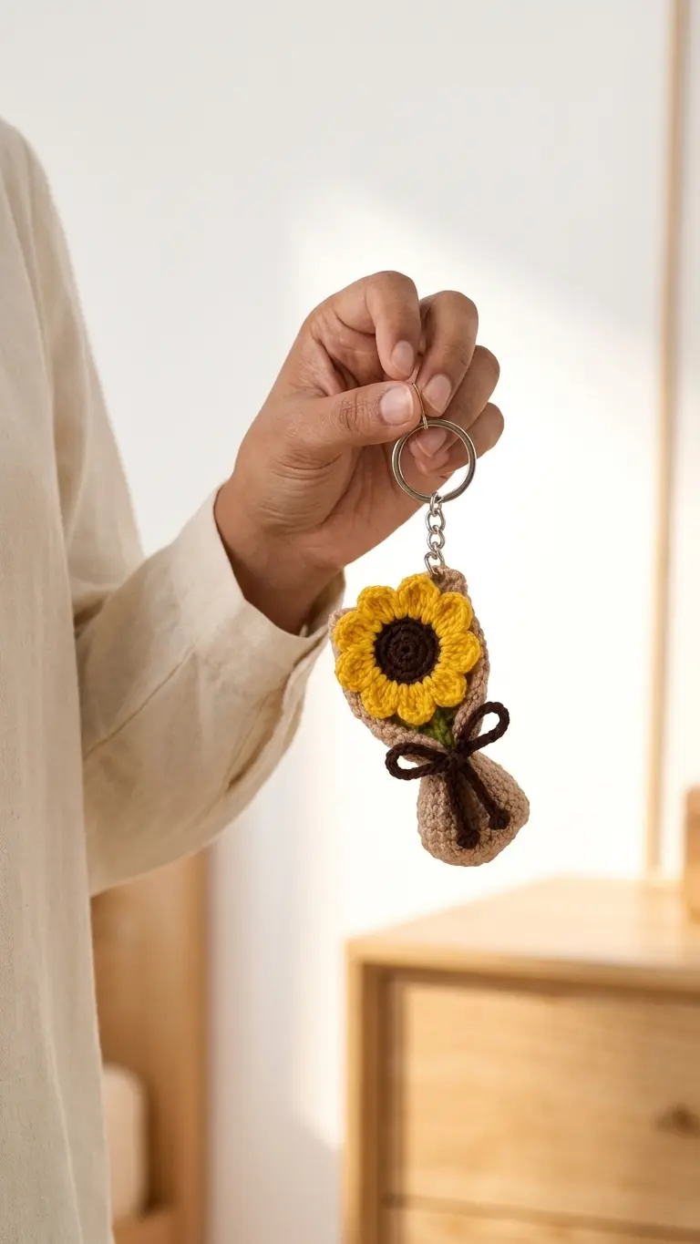 Handmade Sunflower Crochet Bouquet Gift side profile