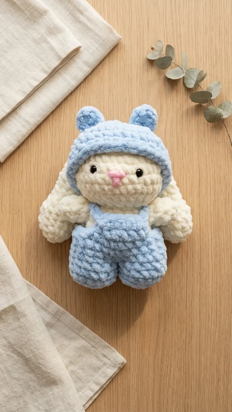 Handmade Crochet Bunny Amigurumi Plush Toy - Blue